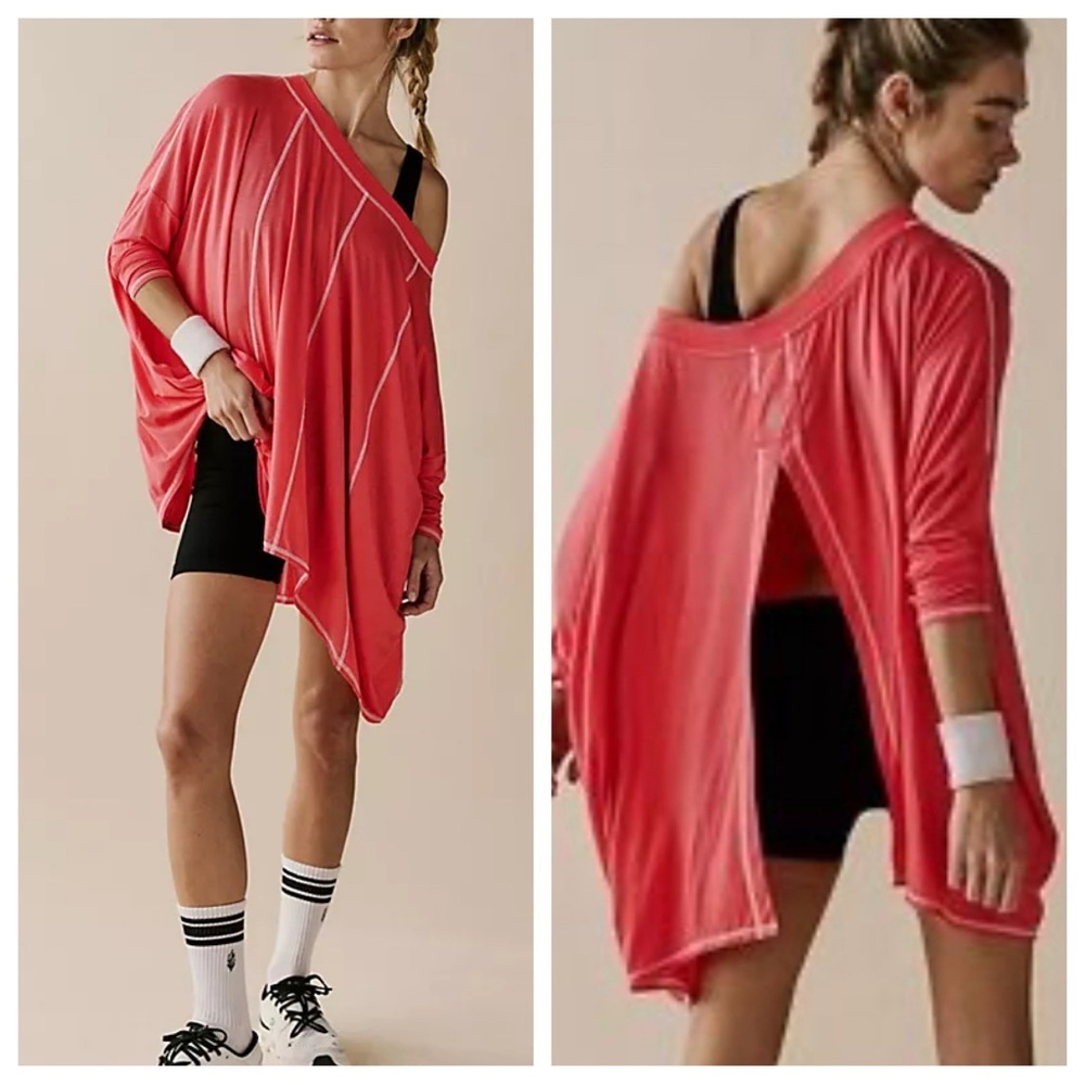 New! FP movement Free People revival open back coral top 2443